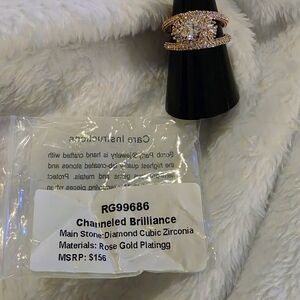 Channeled Brilliance Rose Gold Ring with Diamond Cubic Zirconia